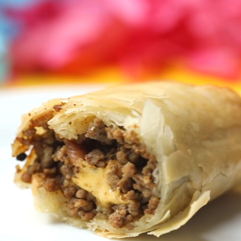Step 6 Final Product Beef cheese spring rolls
