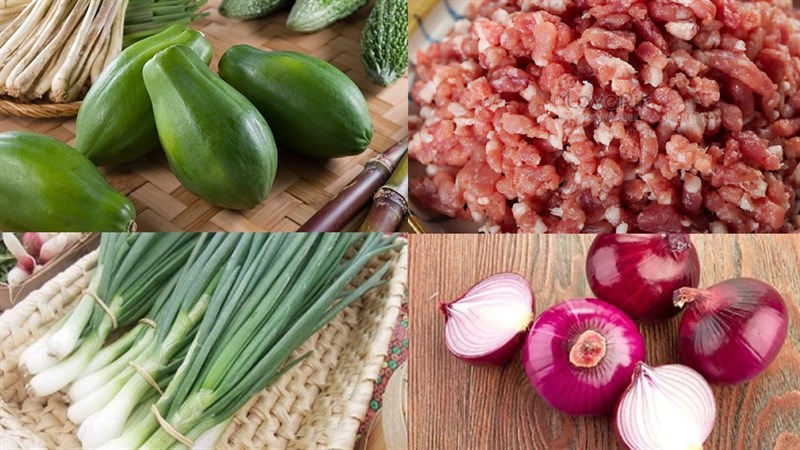 Ingredients for minced meat papaya soup