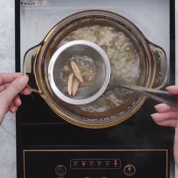 Step 3 Strain the residue Chrysanthemum tea