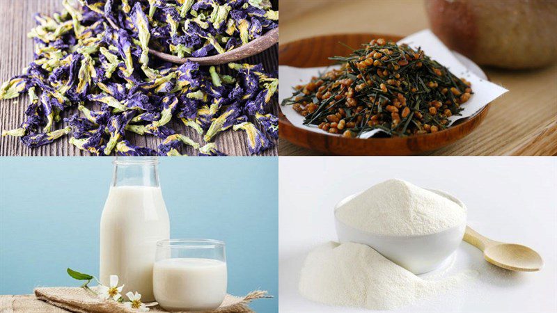 Ingredients for roasted rice milk tea