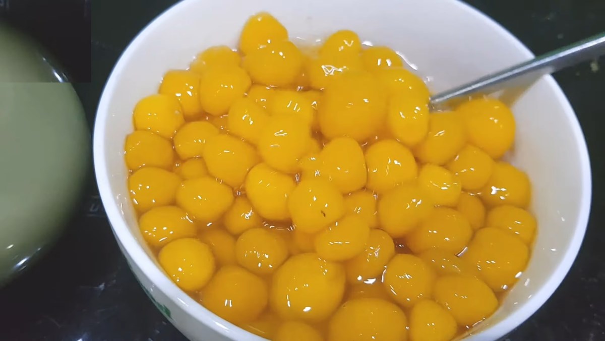 Pumpkin pearls made from rice flour