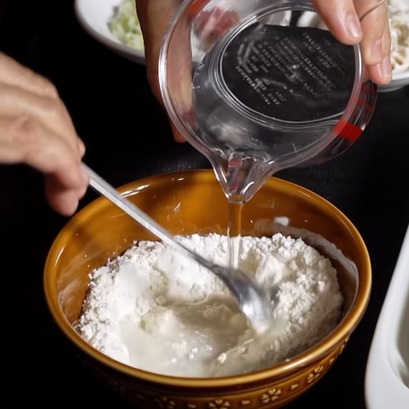 Step 1 Mixing the batter for Fried Tofu with Plum Sauce