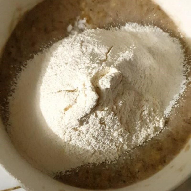 Step 2 Mixing banana cake batter Baked banana cake