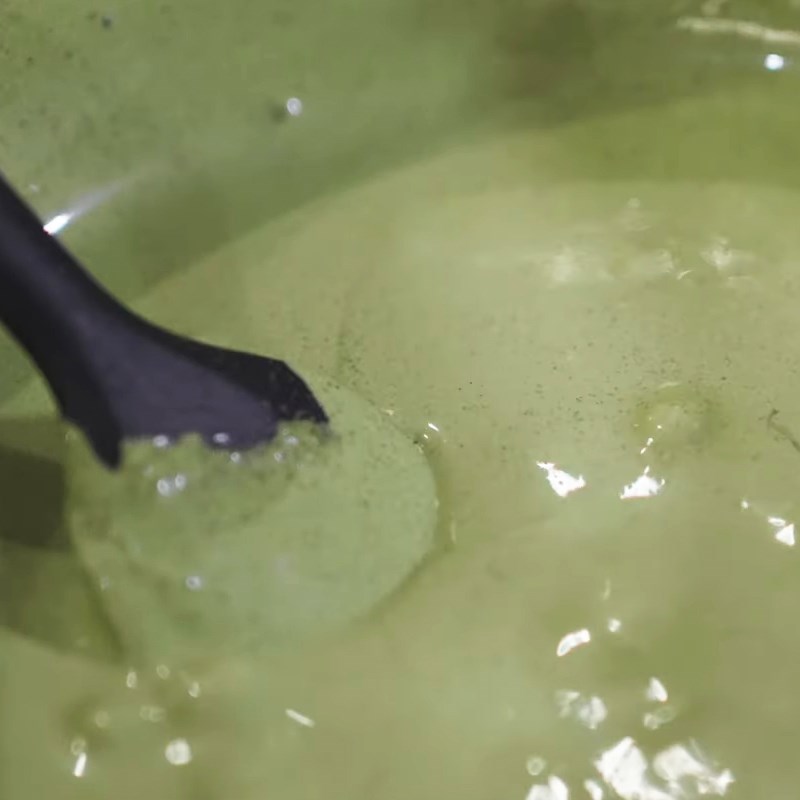 Step 2 Mix matcha powder with whipping cream for Eggless Green Tea Mousse
