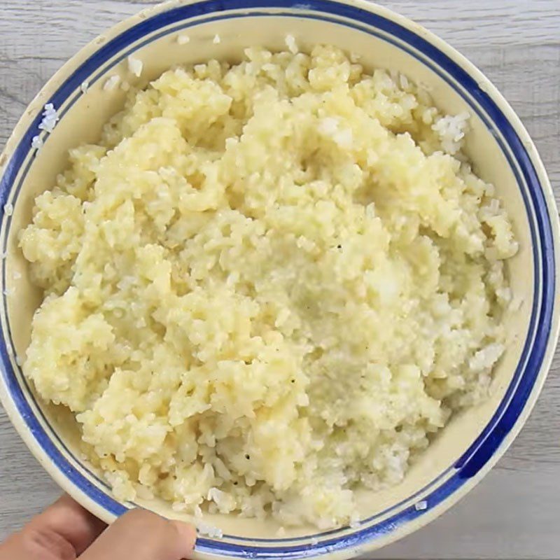 Step 1 Mix rice with egg for Fried Rice with Pickled Beef