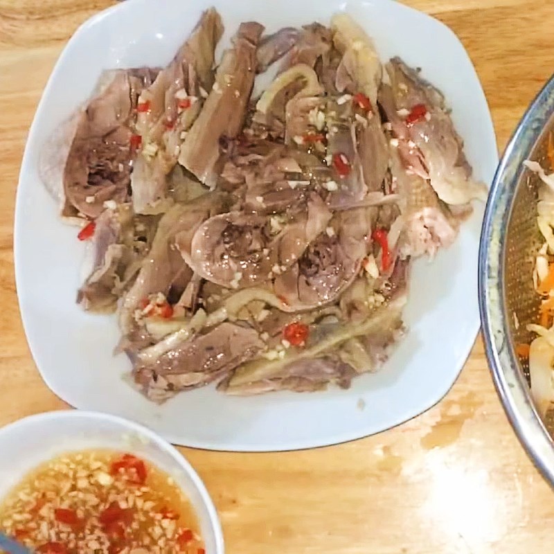 Step 4 Mixing Salad Duck Salad with Vietnamese coriander and Cabbage