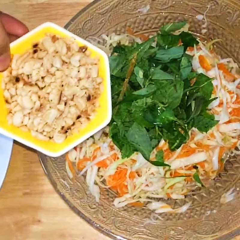 Step 4 Mixing Salad Duck Salad with Vietnamese coriander and Cabbage