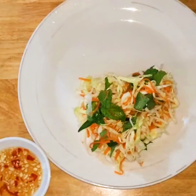 Step 4 Mixing Salad Duck Salad with Vietnamese coriander and Cabbage