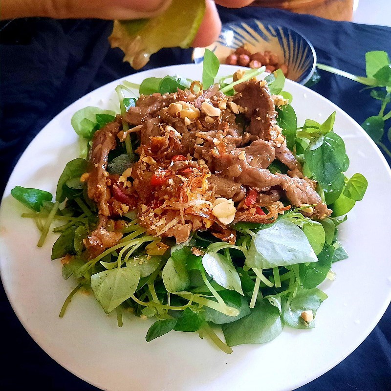 Step 3 Mix the salad with water mimosa and beef