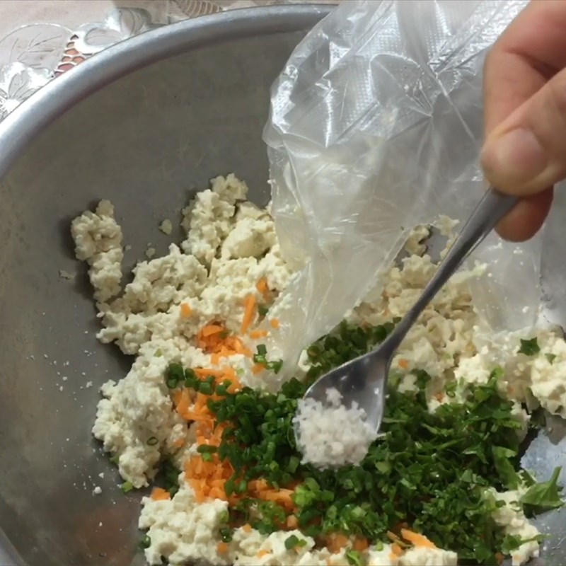 Step 2 Mixing the tofu mixture for Vegetarian Tofu Cake