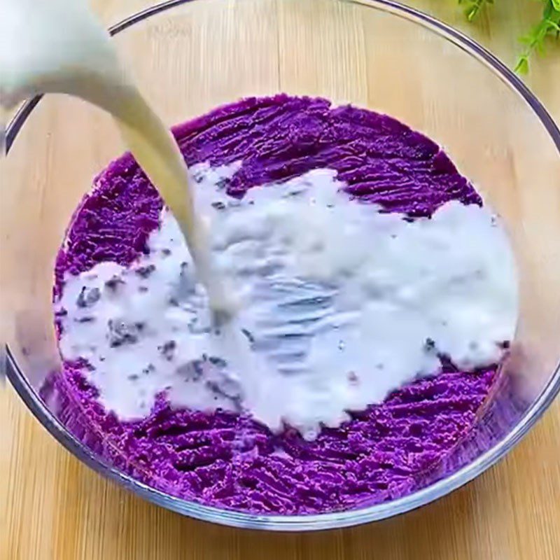 Step 2 Mix the pudding mixture Taro pudding from fresh taro