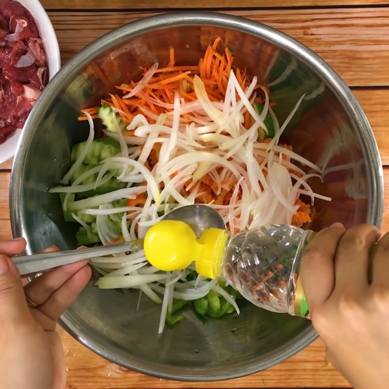 Step 3 Mixing Vegetables Beef Salad