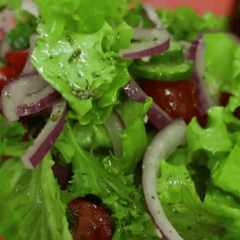 Step 5 Mix salad Salmon oil vinegar salad
