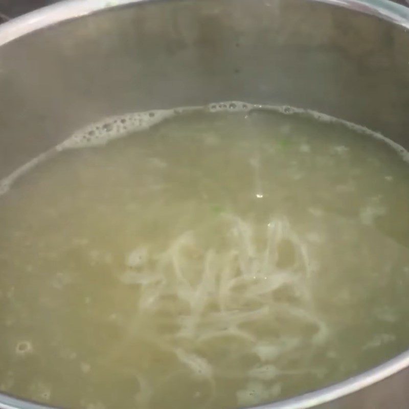 Step 6 Blanching noodles and finishing Fish noodle soup with mustard greens