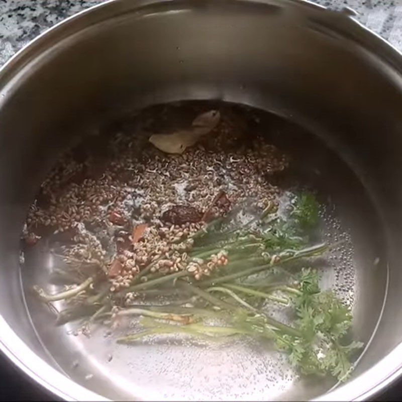 Step 1 Blanching Cilantro Stems for Roast Pork Banh Mi Sauce