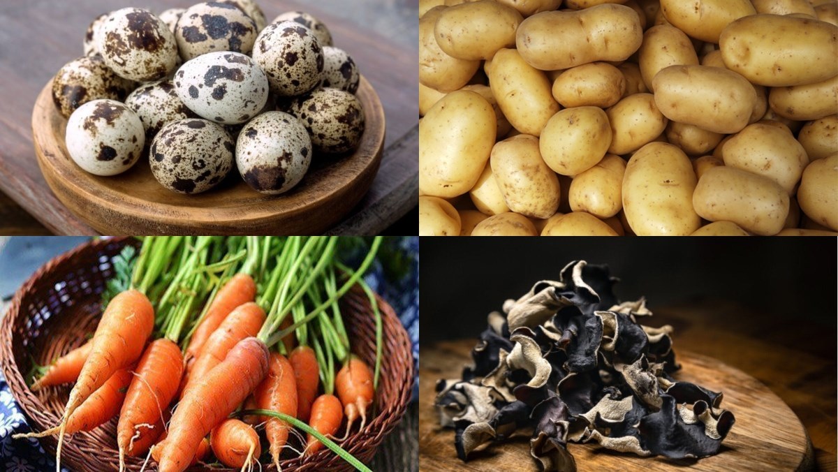 Ingredients for quail egg flower dish