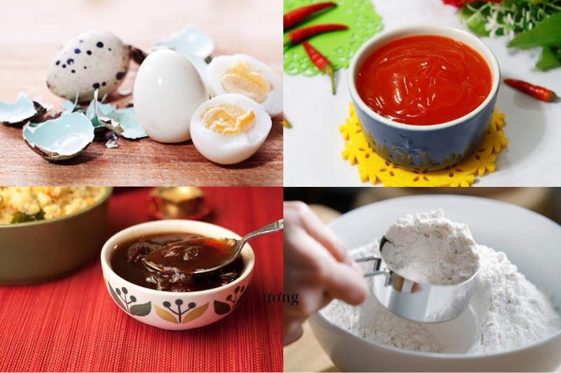 Ingredients for fried quail egg dish