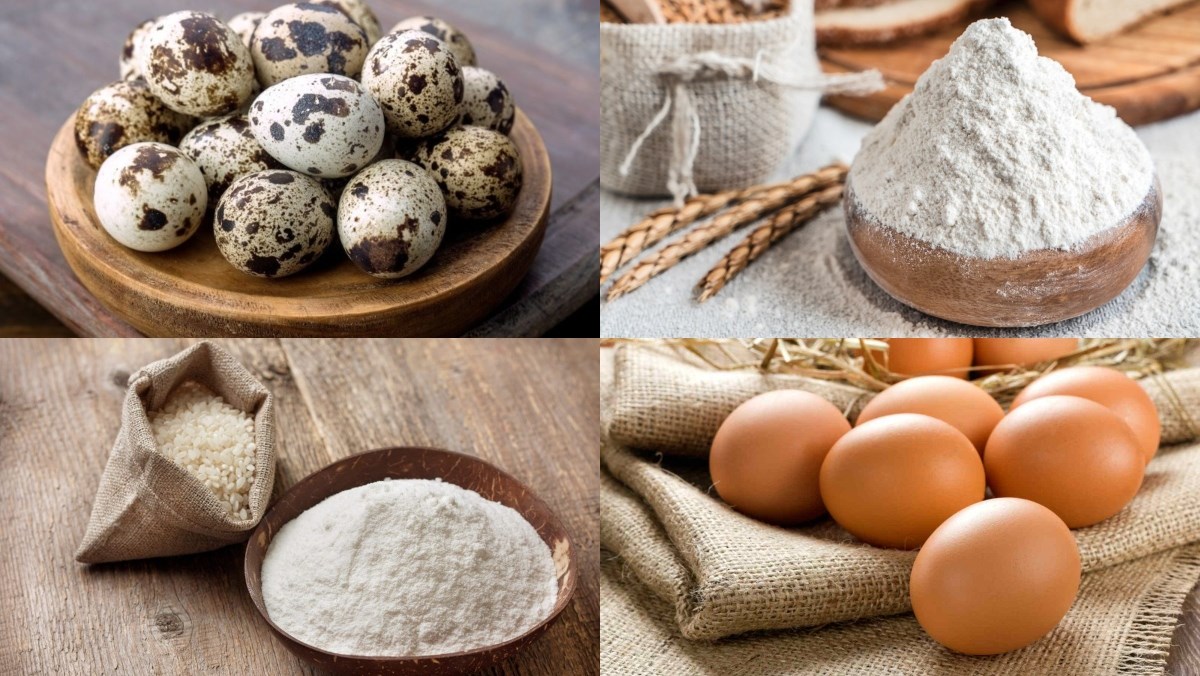 Ingredients for crispy quail egg dish
