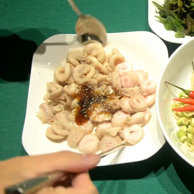 Step 2 Marinating the pork intestines Steamed Pork Intestines with Vietnamese Perilla