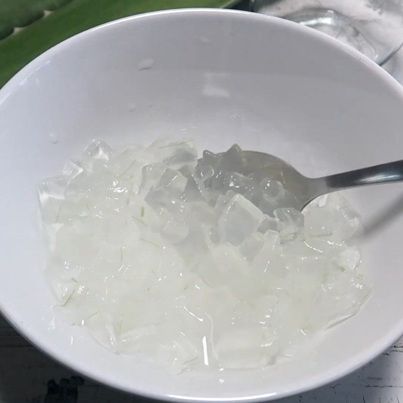 Step 2 Marinate aloe vera with sugar Aloe vera honey water mixed