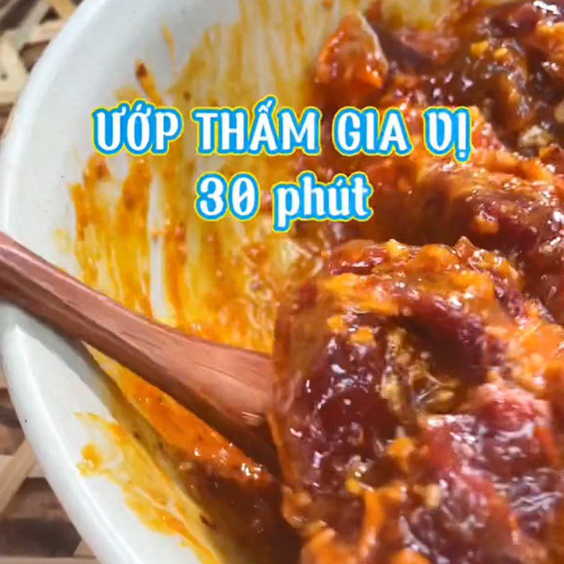 Step 1 Marinate the beef for Spicy Beef Hotpot (Recipe shared from TikTok Cooking with TasteVN)