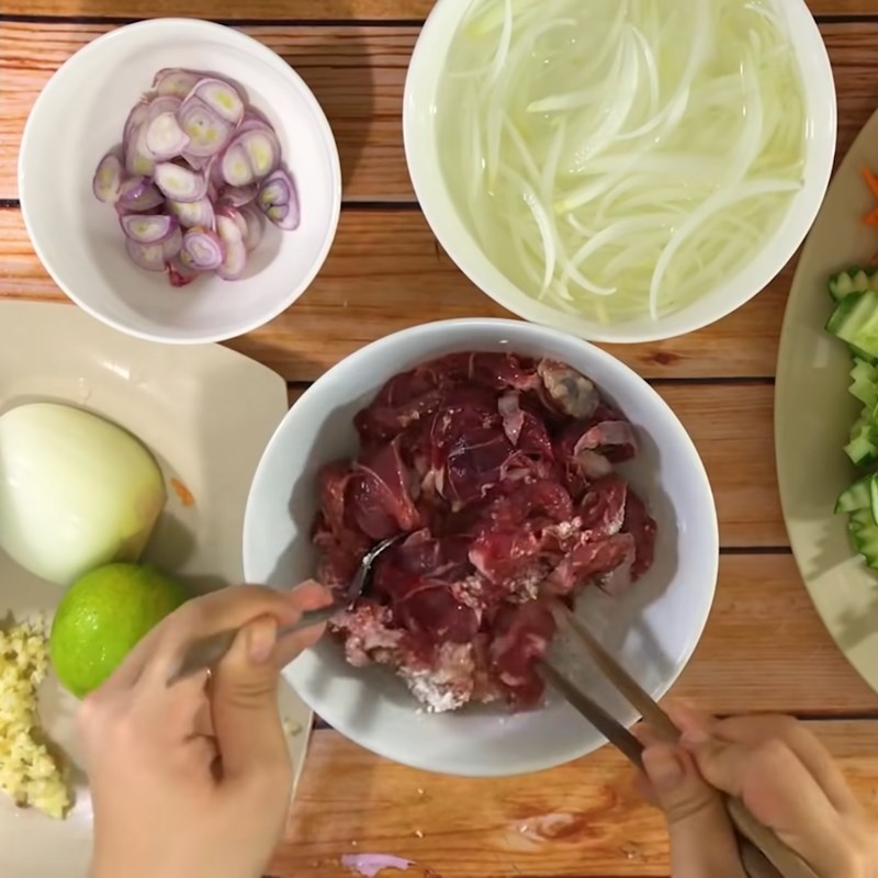 Step 2 Marinate the beef for Mixed Beef Salad