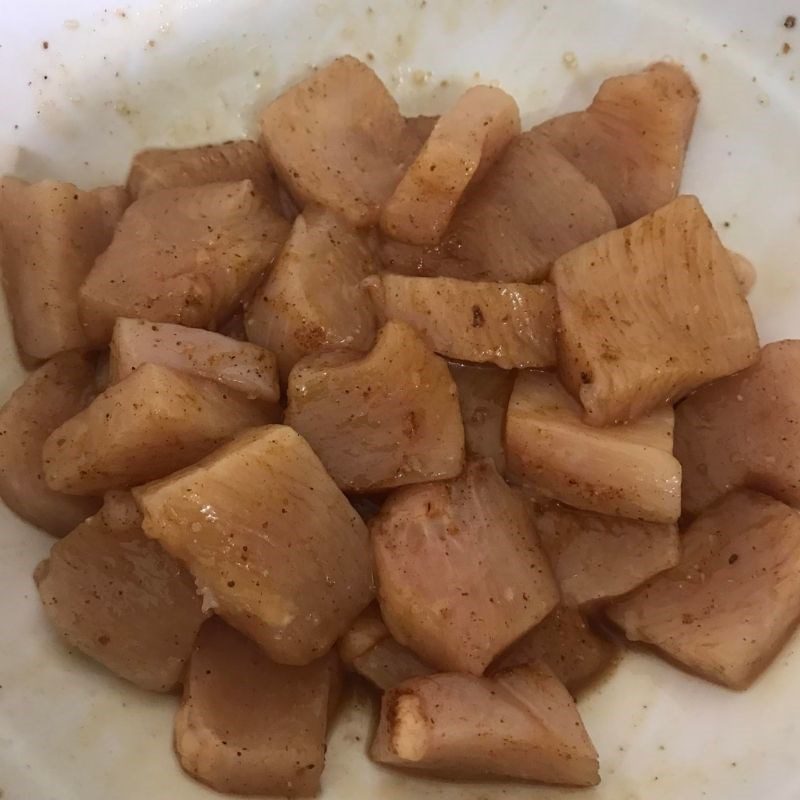 Step 2 Marinate the chicken Grilled chicken skewers