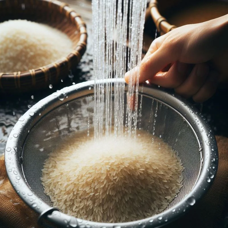 Step 2 Rinse the rice Bean porridge with salted tomatoes