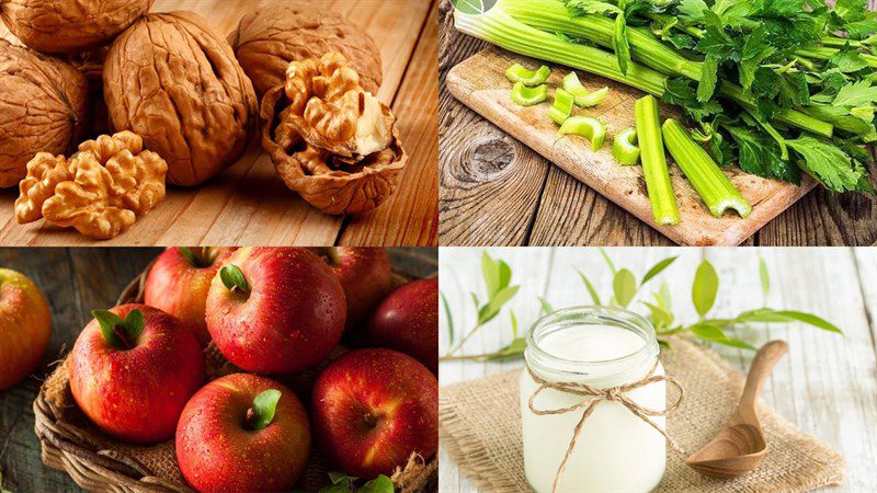 Ingredients for apple salad dish