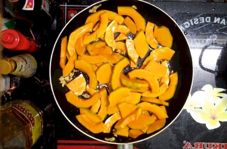 Step 2 Sauté the ingredients Pumpkin soup
