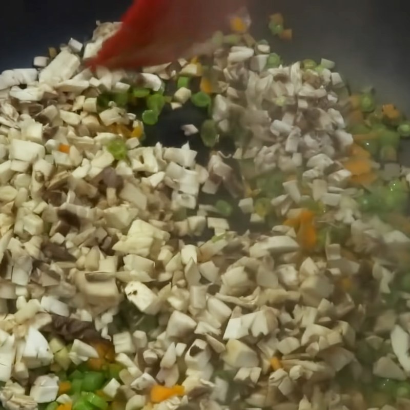 Step 2 Sauté ingredients for colorful fried egg rolls