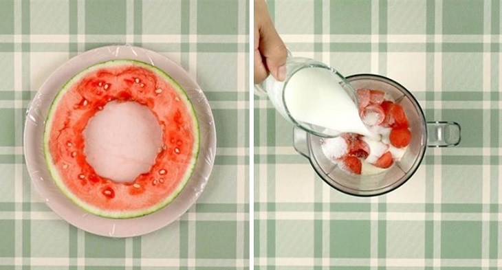 Step 1 Blend the watermelon How to make watermelon dragon fruit ice cream