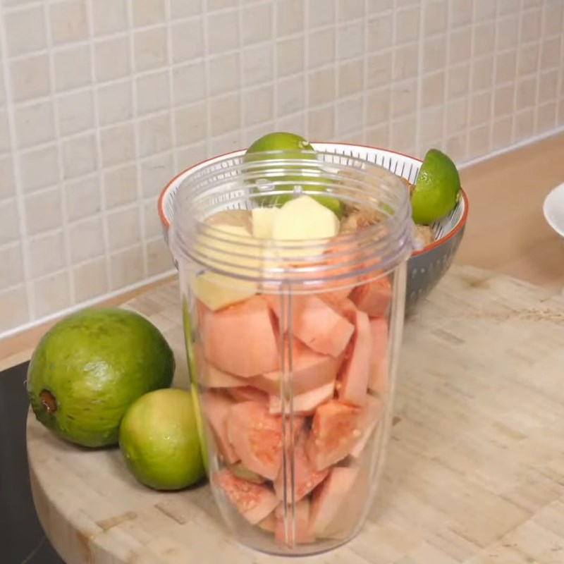 Step 2 Blend guava with lemon and ginger for Guava Lemon Ginger Juice