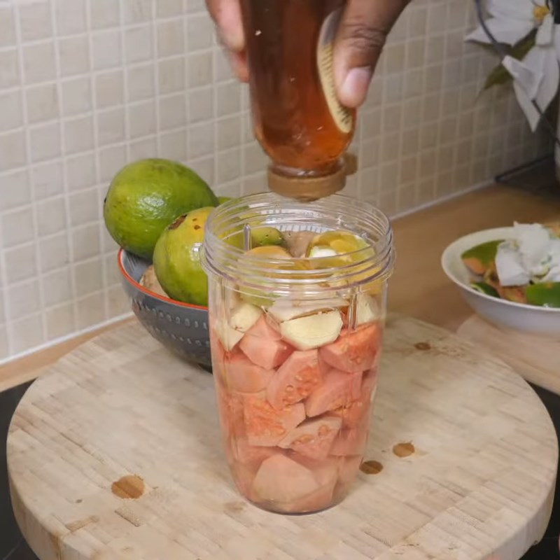 Step 2 Blend guava with lemon and ginger for Guava Lemon Ginger Juice
