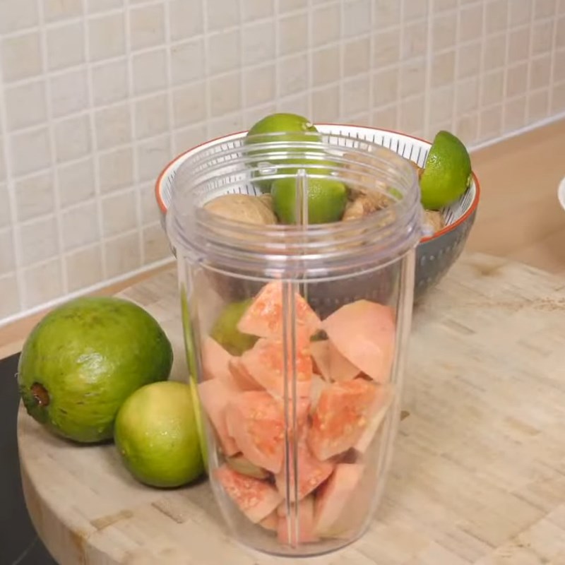 Step 2 Blend guava with lemon and ginger for Guava Lemon Ginger Juice