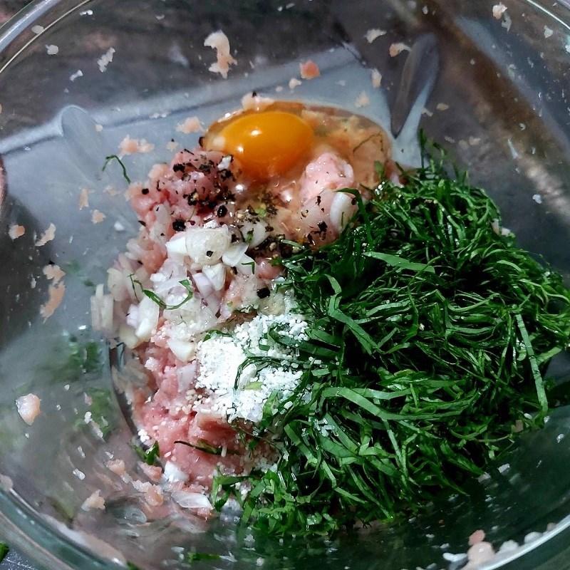 Step 2 Grinding and marinating meat for Pork Sausage Wrapped in Betel Leaves