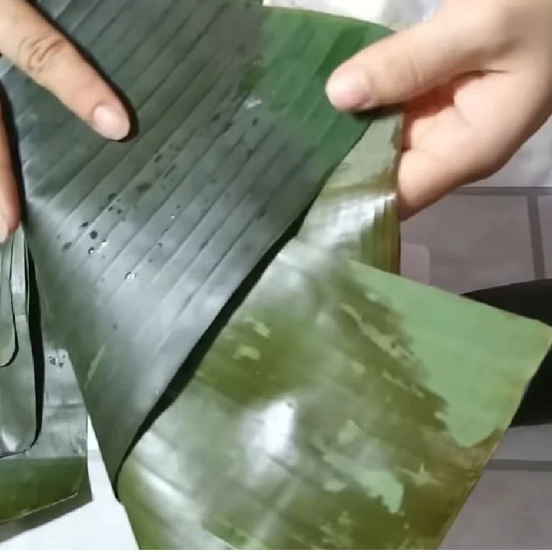 Step 6 Wrapping Leaves for Coconut Filled Cake