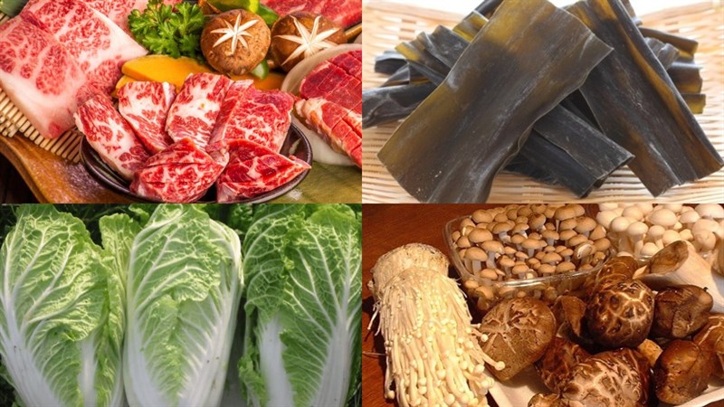 Ingredients for Japanese shabu shabu hotpot
