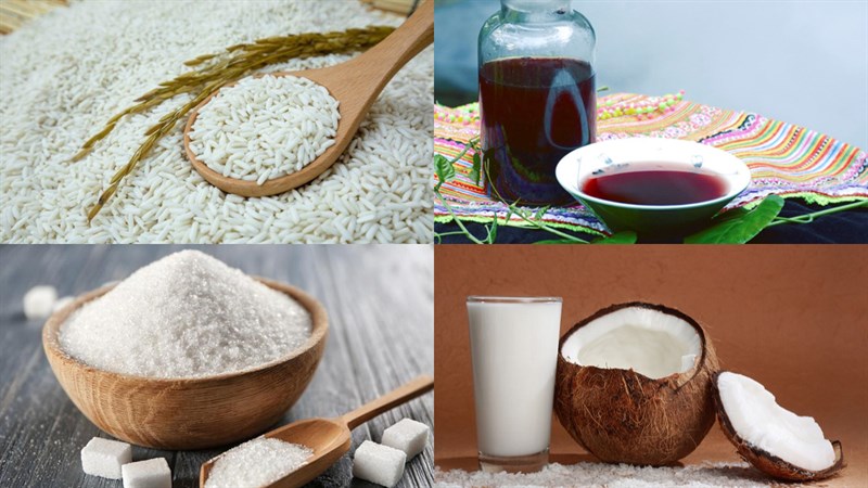 Ingredients for cooking sticky rice with a pressure cooker