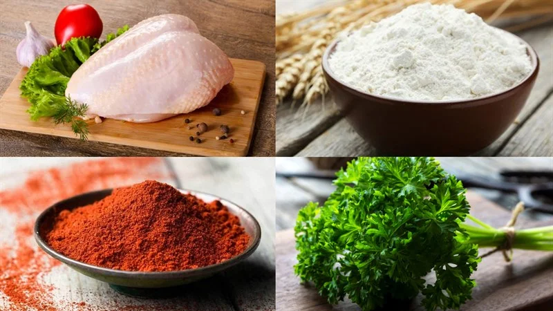 Ingredients for dish 2 methods of making pan-seared chicken breast with chimichurri and bechamel