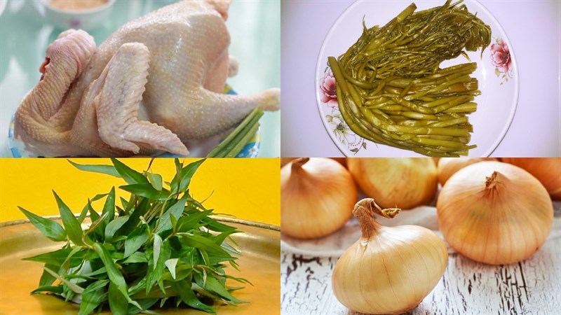 Ingredients for chicken salad with rau móp