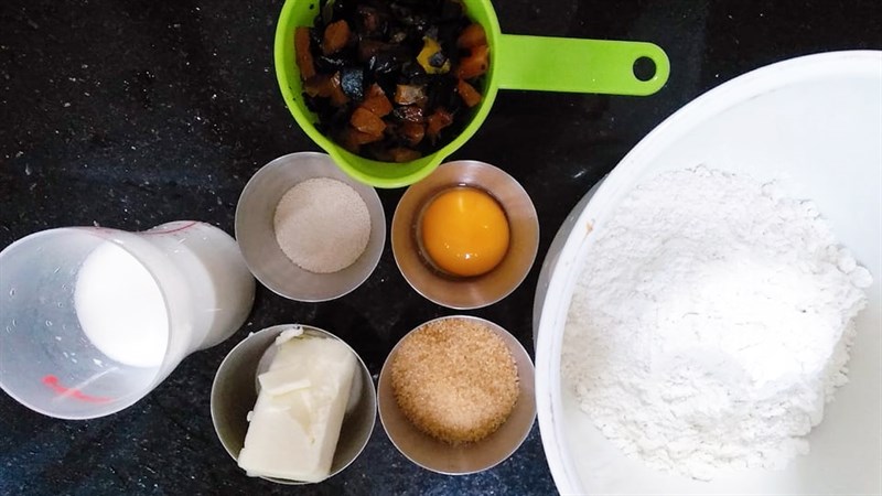 Ingredients for fruit bread - panettone