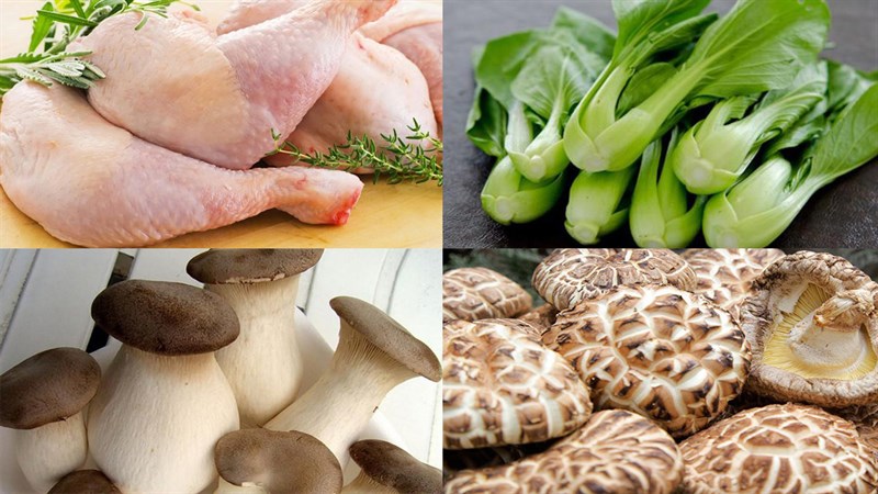 Ingredients for the dish 2 ways to make roasted chicken noodles with crispy skin