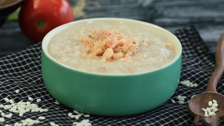 Step 3 Finished product Shrimp and minced pork porridge