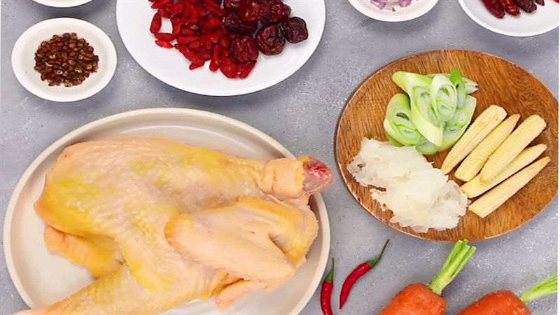 Ingredients for Sichuan chicken hot pot