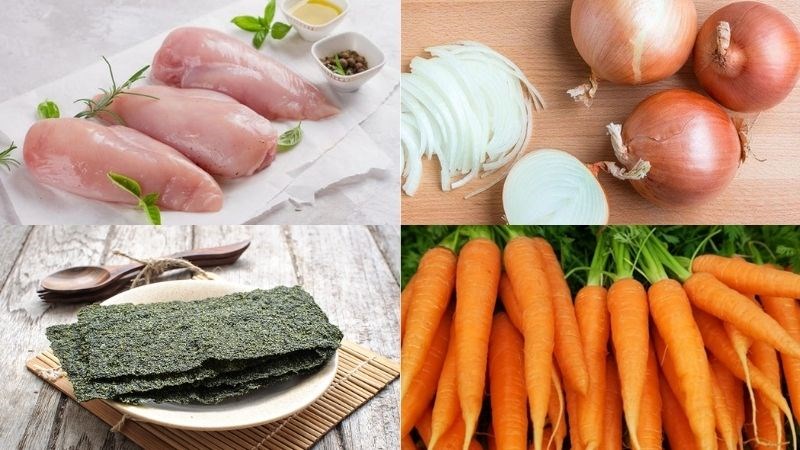 Ingredients for seaweed chicken roll dish