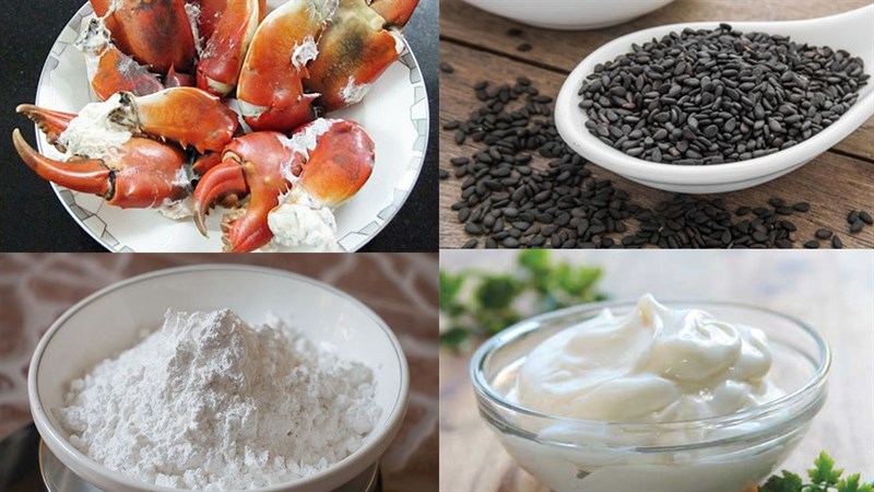 Ingredients for fried crab claws with salt and sesame