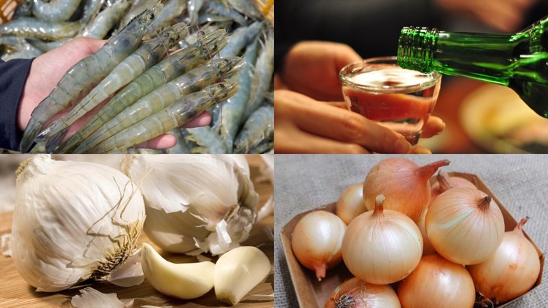 Ingredients for Korean-style shrimp marinated in sauce