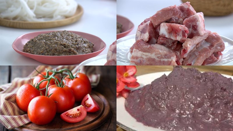 Ingredients for bún riêu dish