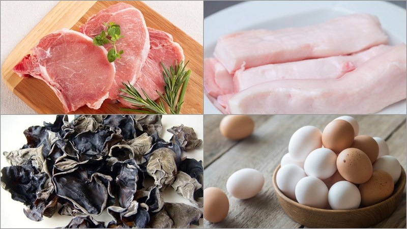 Ingredients for pork chop rice with egg